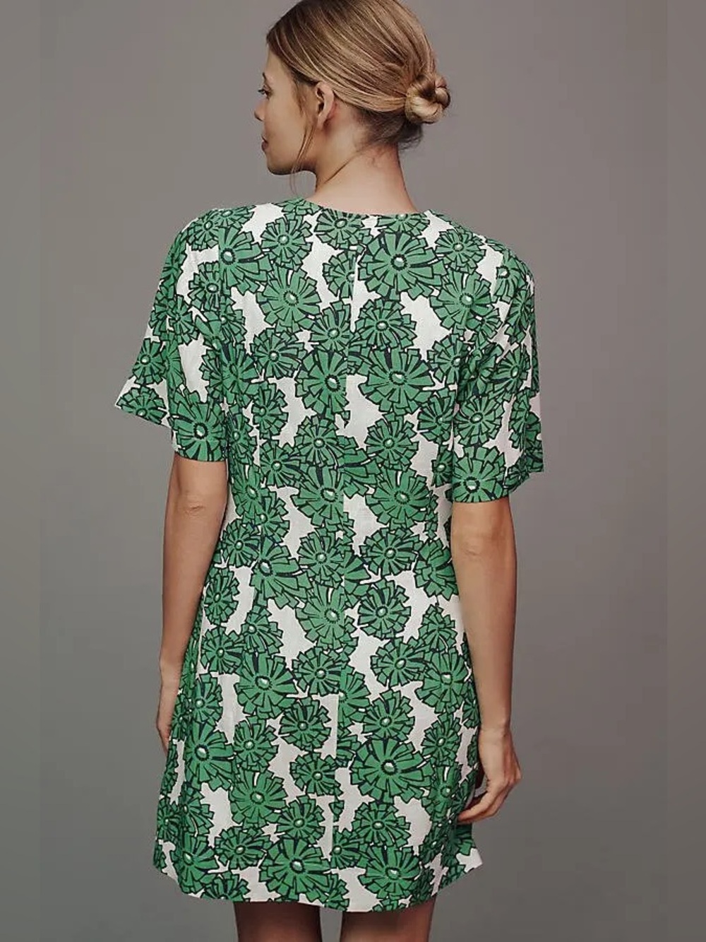 Anthropologie Porridge Linen Blend Printed Mini Dress Crewneck Short Sleeve S - Picture 3 of 12
